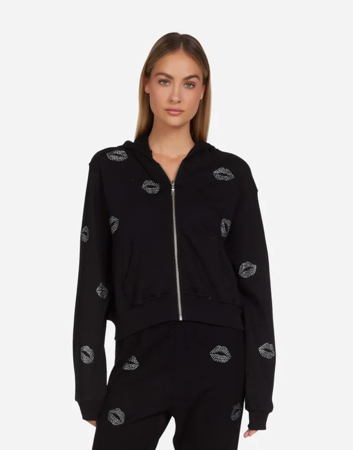 Women039s Lachelle Stud Kisses Black Lauren Moshi Hoodies