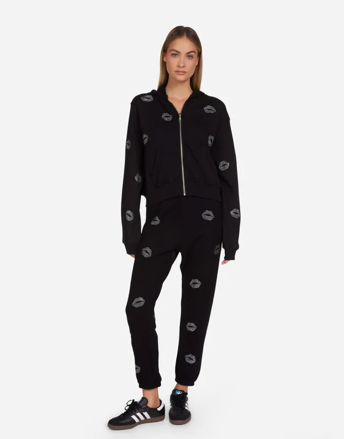 Women039s Lachelle Stud Kisses Black Lauren Moshi Hoodies