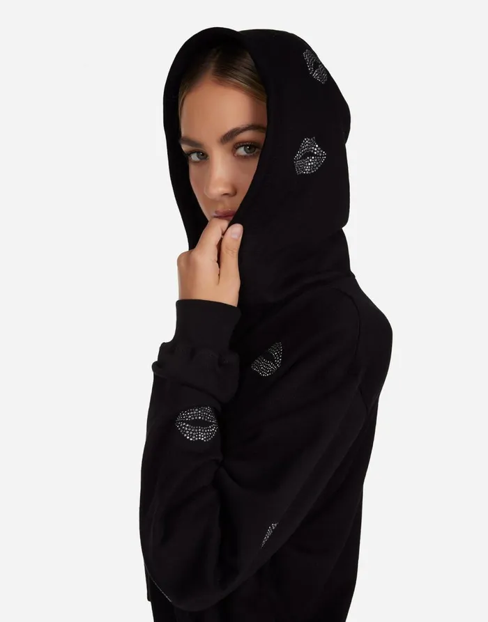 Women039s Lachelle Stud Kisses Black Lauren Moshi Hoodies