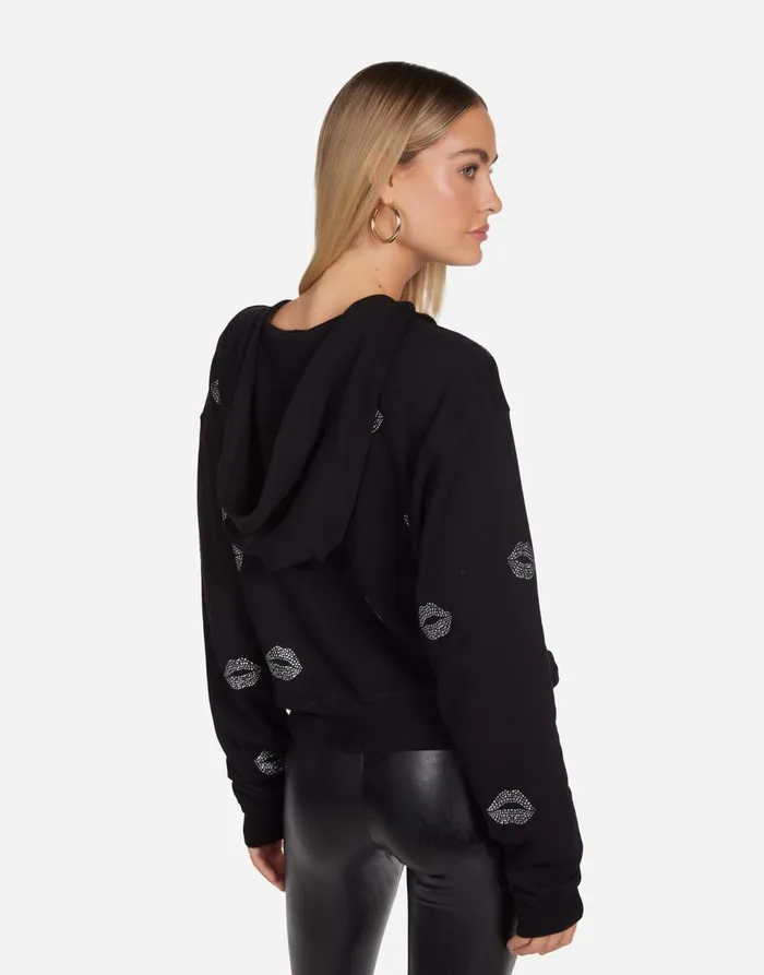 Women039s Lachelle Stud Kisses Black Lauren Moshi Hoodies