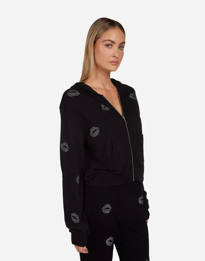 Women039s Lachelle Stud Kisses Black Lauren Moshi Hoodies