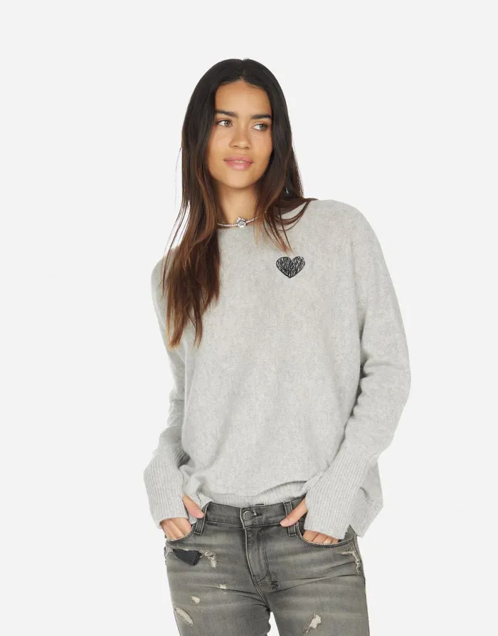 Women039s Ladona Positive Happyface Heather Grey Lauren Moshi Sweaters and Knits Women039s Ladona Positive Happyface Heather Grey Lauren Moshi Sweaters and Knits