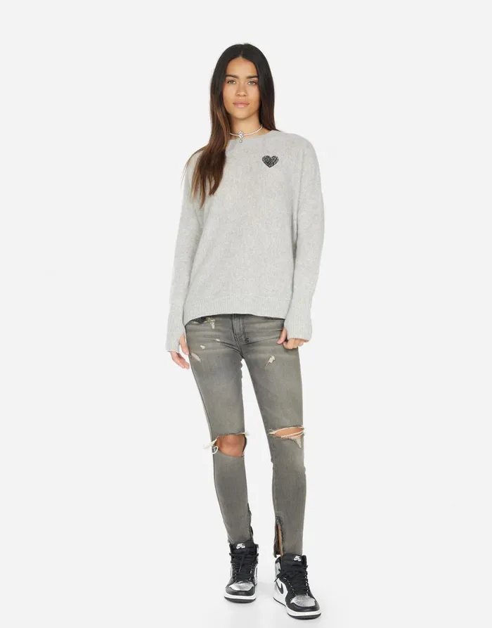 Women039s Ladona Positive Happyface Heather Grey Lauren Moshi Sweaters and Knits