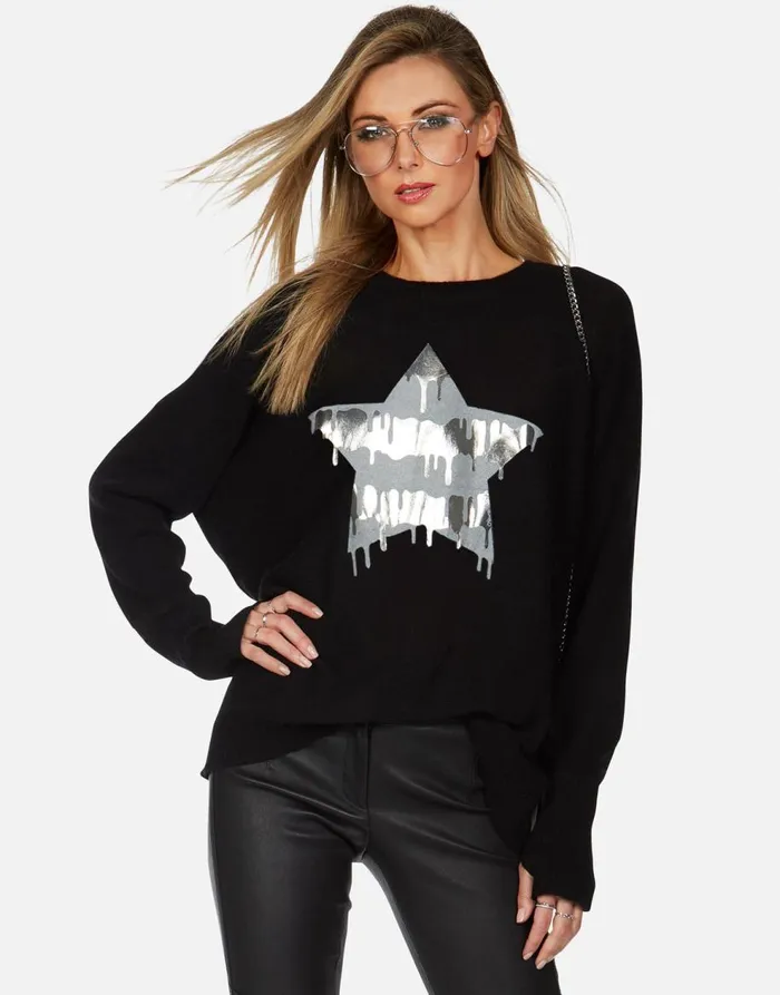 Women039s Ladona X Dripping Star Black Lauren Moshi Sweaters and Knits