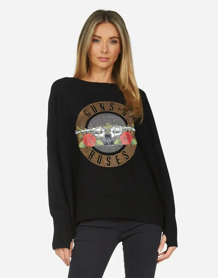 Women039s Ladona X Guns N039 Roses Black Lauren Moshi Sweaters and Knits