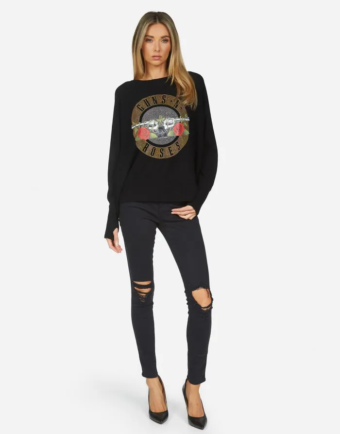Women039s Ladona X Guns N039 Roses Black Lauren Moshi Sweaters and Knits