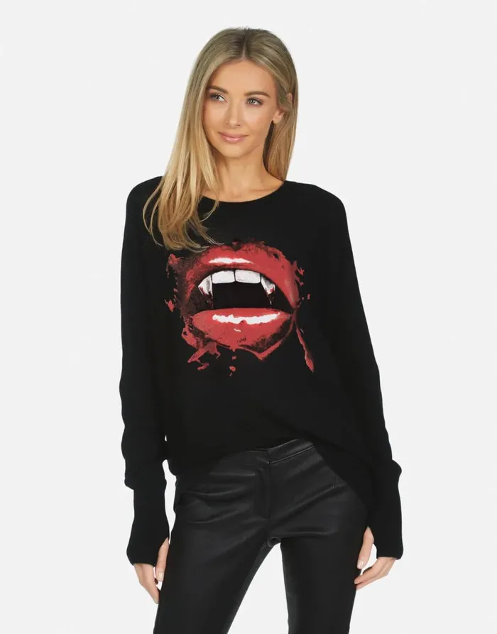 Women039s Ladona X Vampire Lip Black Lauren Moshi Long Sleeve