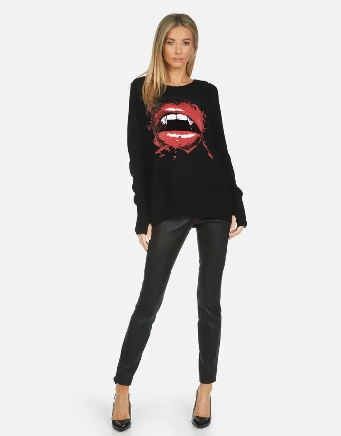 Women039s Ladona X Vampire Lip Black Lauren Moshi Long Sleeve