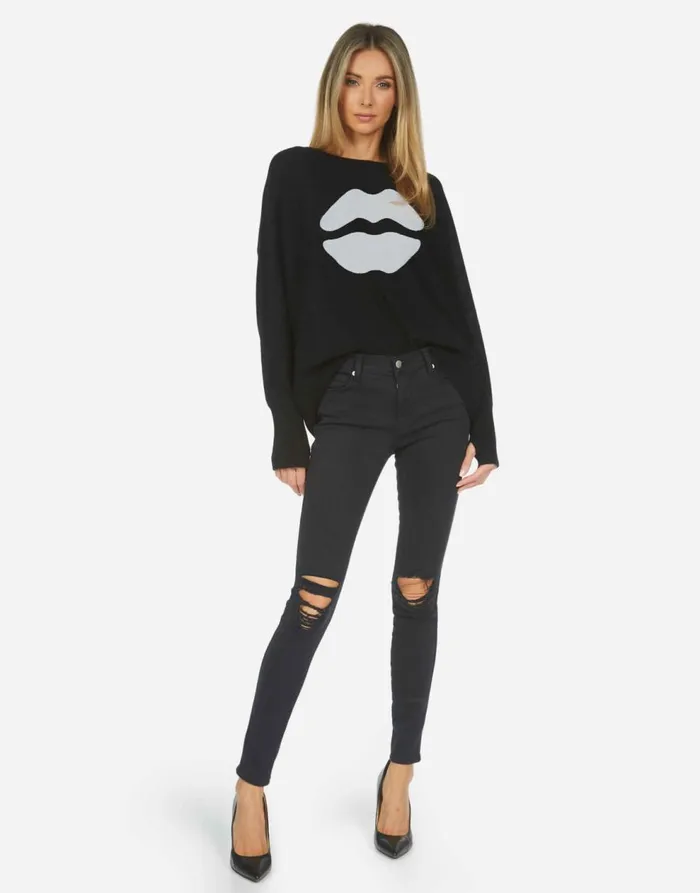 Women039s Ladona X White Mouth Black Lauren Moshi Sweaters and Knits