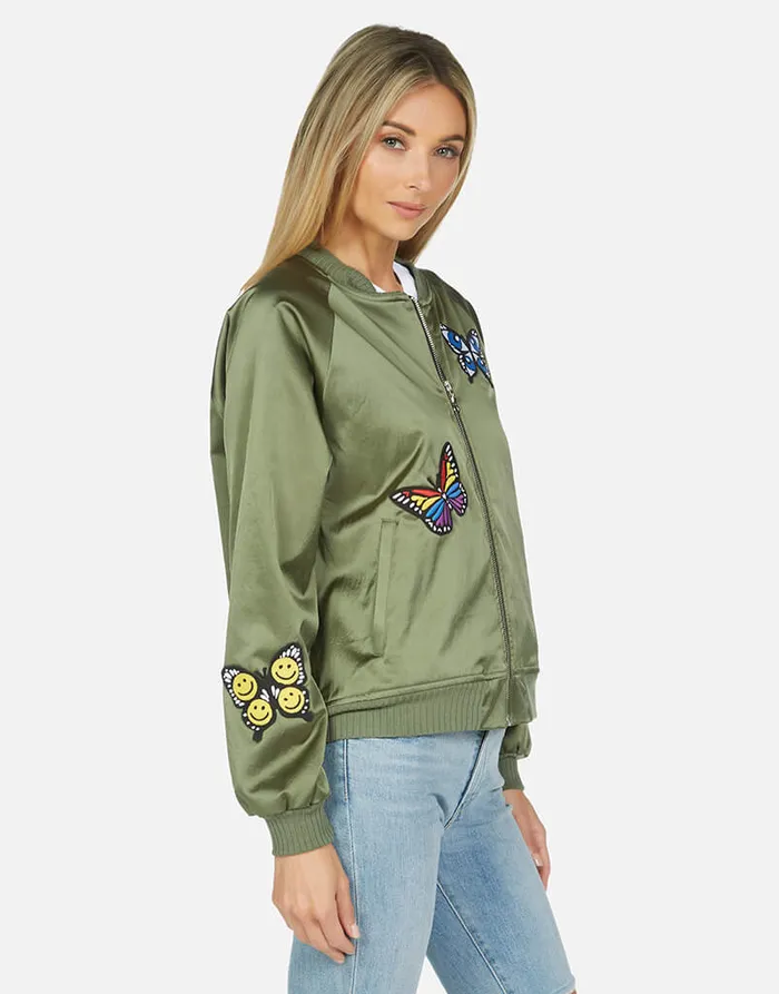 Women039s Levelle Butterfly Patches Military Hot Pink Lauren Moshi Jackets