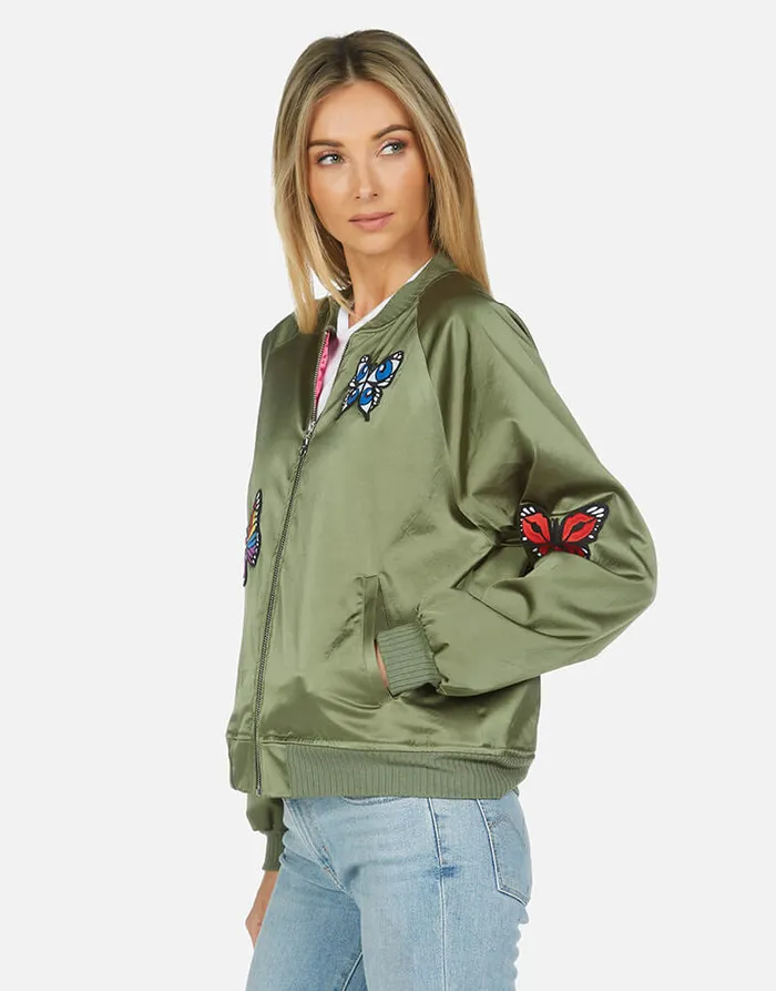 Women039s Levelle Butterfly Patches Military Hot Pink Lauren Moshi Jackets