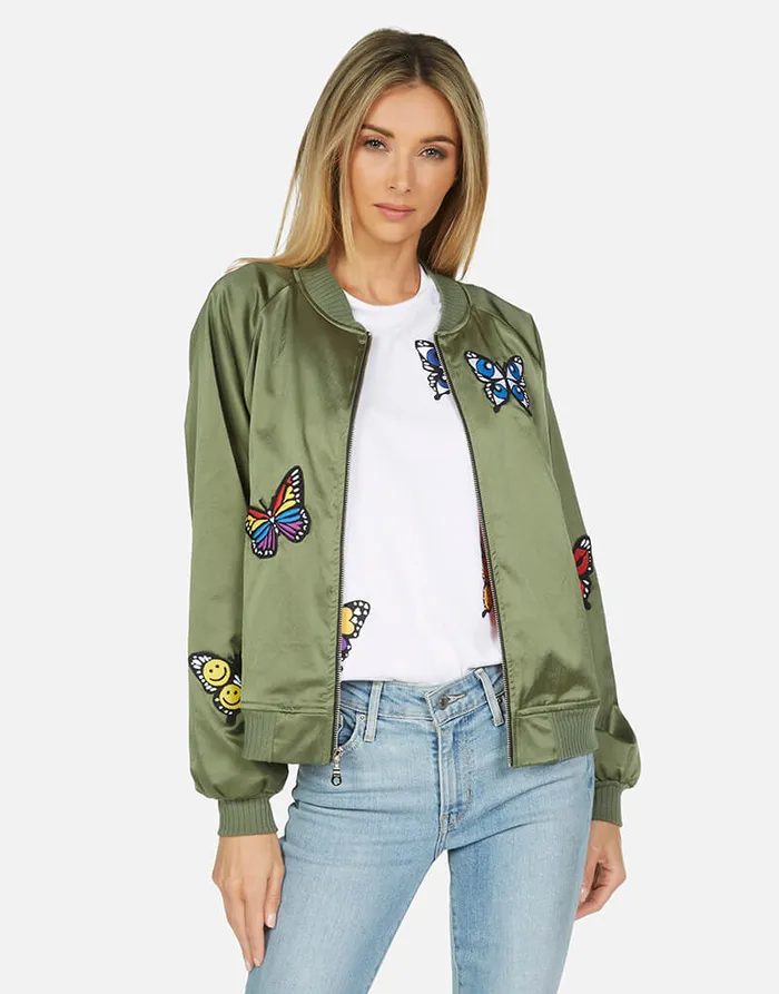 Women039s Levelle Butterfly Patches Military Hot Pink Lauren Moshi Jackets