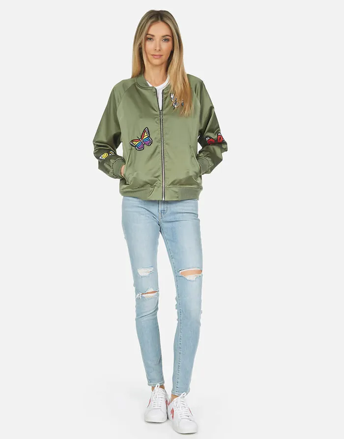 Women039s Levelle Butterfly Patches Military Hot Pink Lauren Moshi Jackets