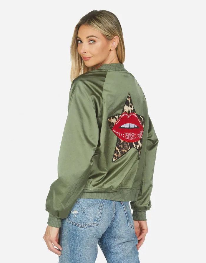 Women039s Levelle Leopard Star Lip Patch Military Leopard Lauren Moshi Jackets Women039s Levelle Leopard Star Lip Patch Military Leopard Lauren Moshi Jackets