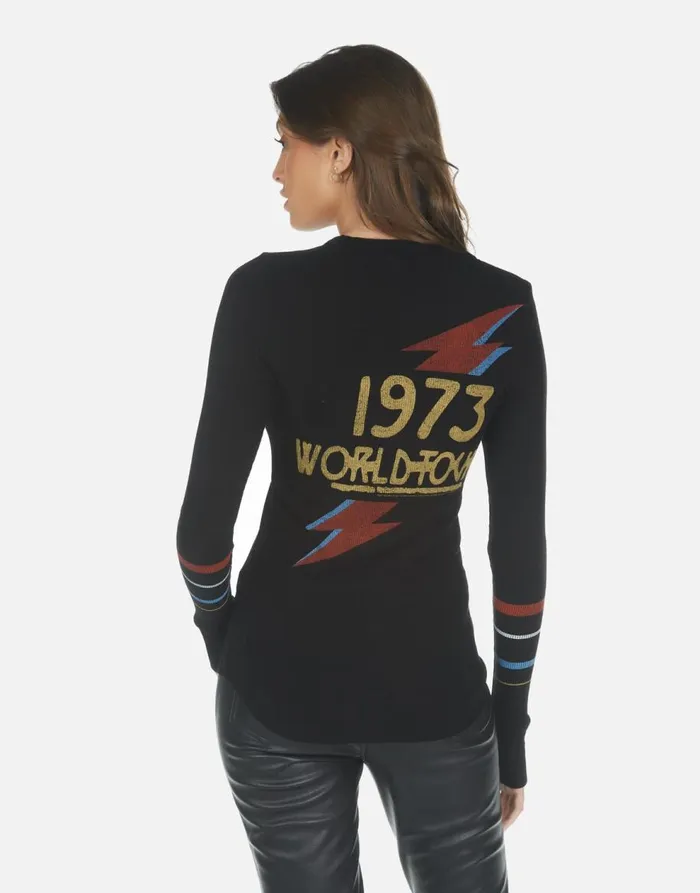 Women039s McKinley Bowie 1973 Tour Black Lauren Moshi Long Sleeve