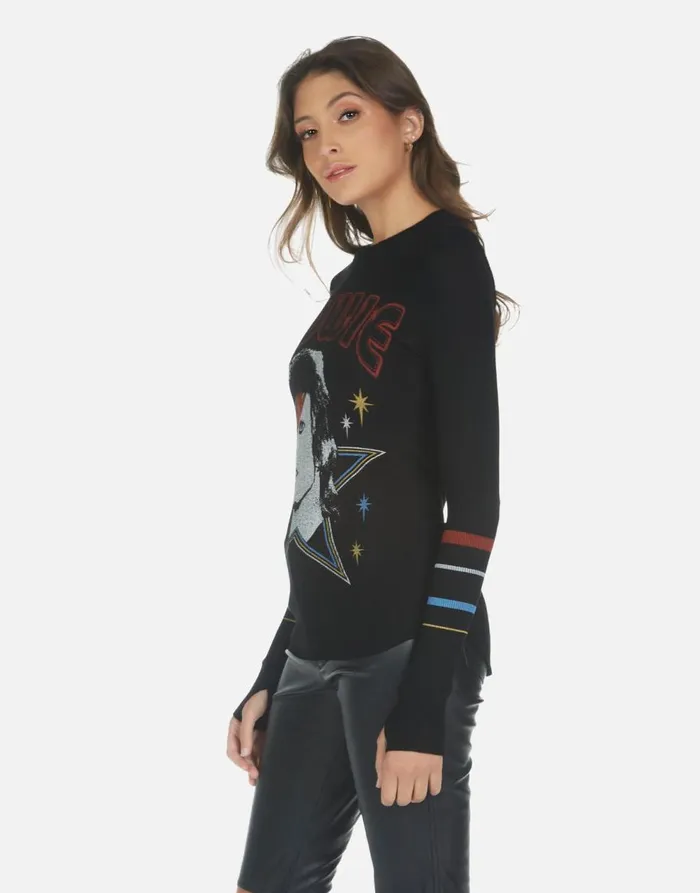 Women039s McKinley Bowie 1973 Tour Black Lauren Moshi Long Sleeve