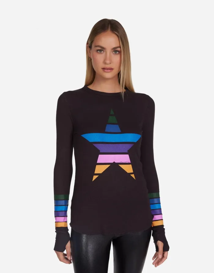 Women039s McKinley Color Stripe Star Onyx Lauren Moshi Long Sleeve