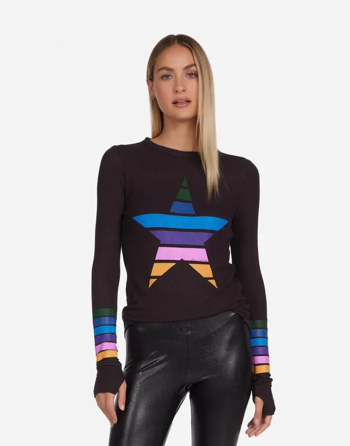 Women039s McKinley Color Stripe Star Onyx Lauren Moshi Long Sleeve