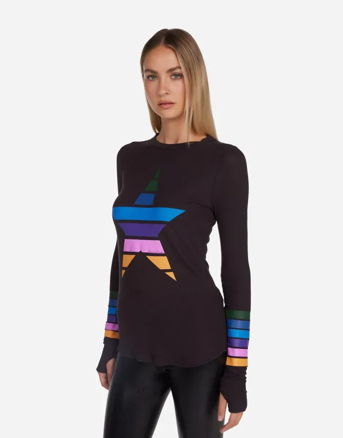 Women039s McKinley Color Stripe Star Onyx Lauren Moshi Long Sleeve