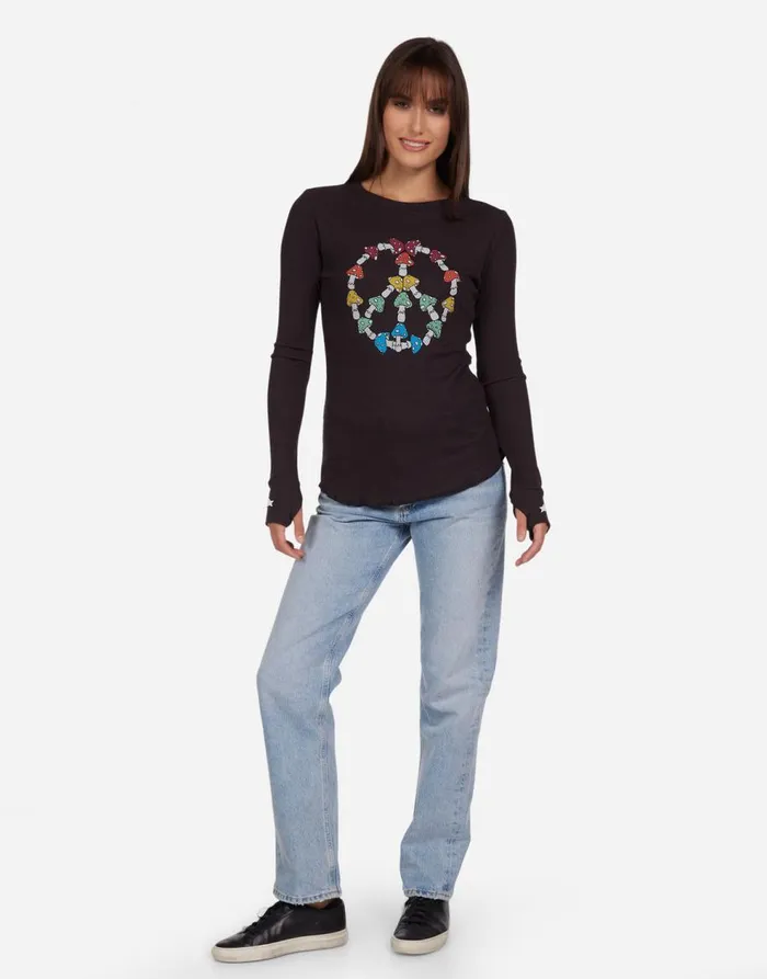Women039s McKinley Mushroom Peace Onyx Lauren Moshi Long Sleeve