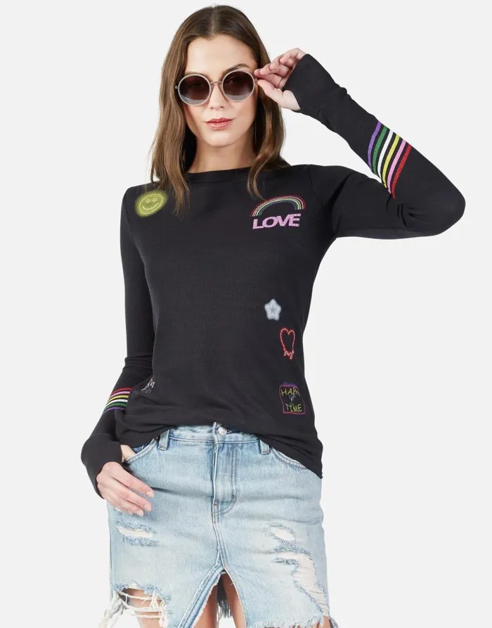 Women039s McKinley Neon Signs Onyx Lauren Moshi Long Sleeve
