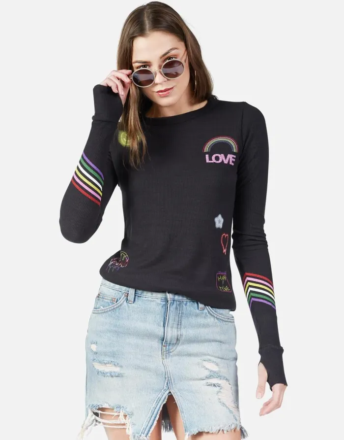Women039s McKinley Neon Signs Onyx Lauren Moshi Long Sleeve