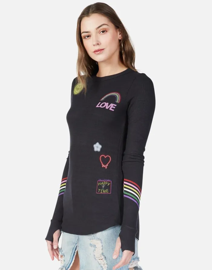 Women039s McKinley Neon Signs Onyx Lauren Moshi Long Sleeve
