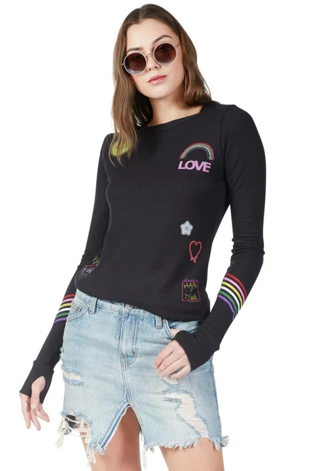Women039s McKinley Neon Signs Onyx Lauren Moshi Long Sleeve
