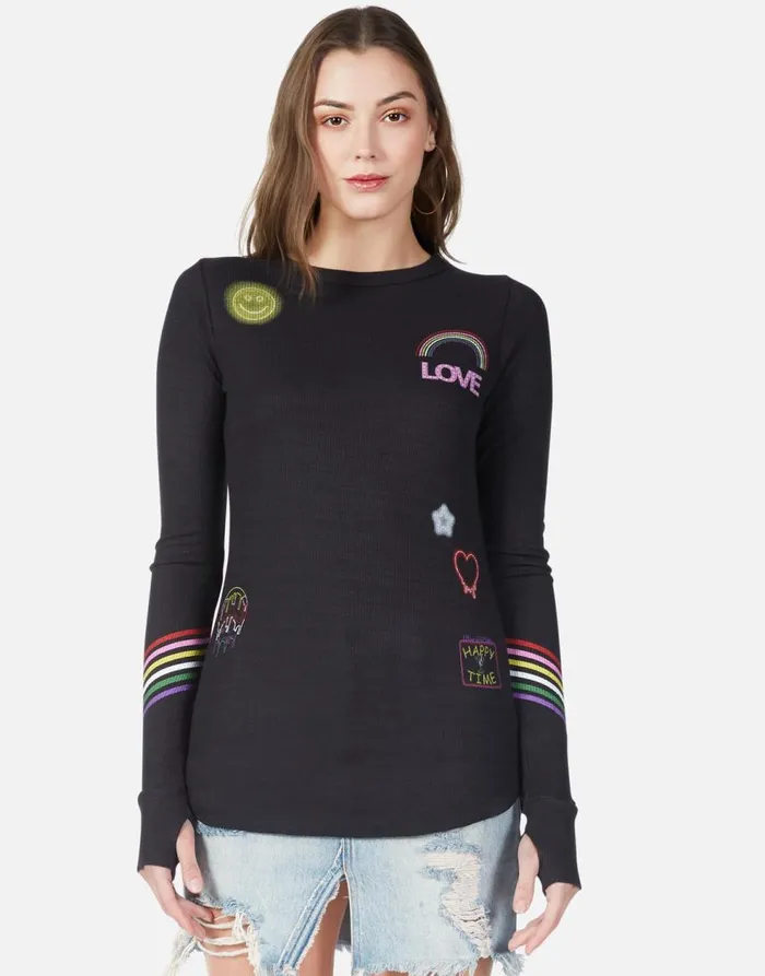 Women039s McKinley Neon Signs Onyx Lauren Moshi Long Sleeve
