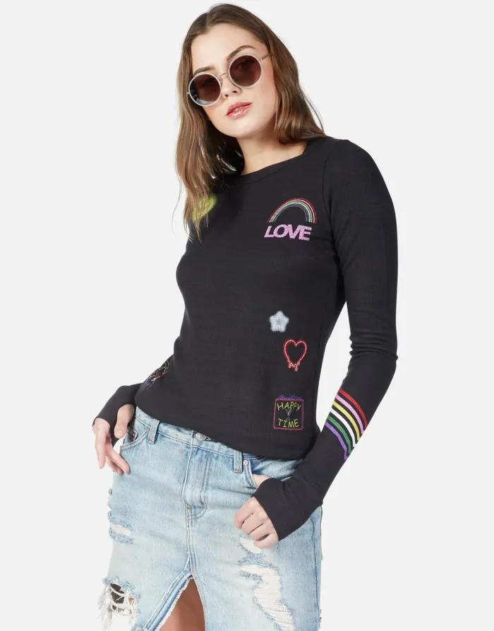 Women039s McKinley Neon Signs Onyx Lauren Moshi Long Sleeve