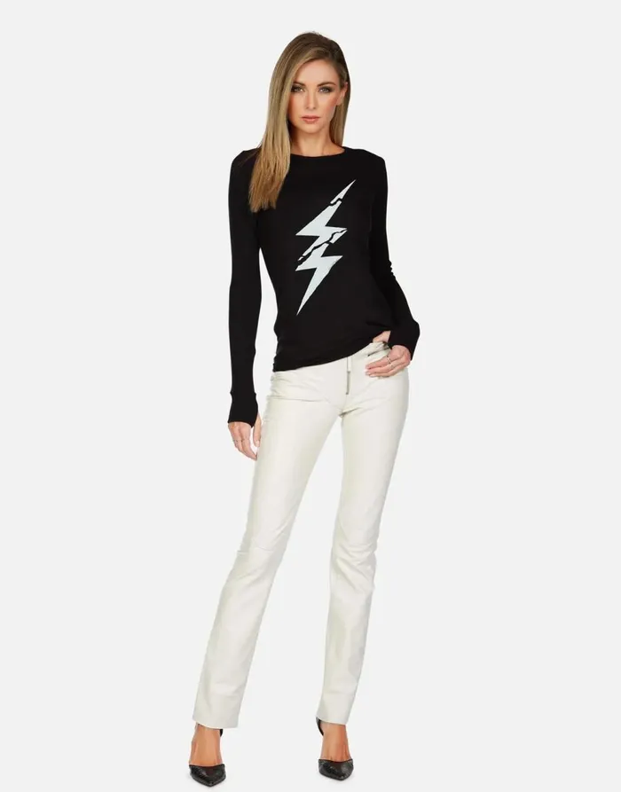 Women039s McKinley X Cracked Lightning Bolt Black Lauren Moshi Long Sleeve