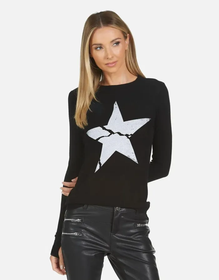 Women039s McKinley X Cracked Star Black Lauren Moshi Long Sleeve