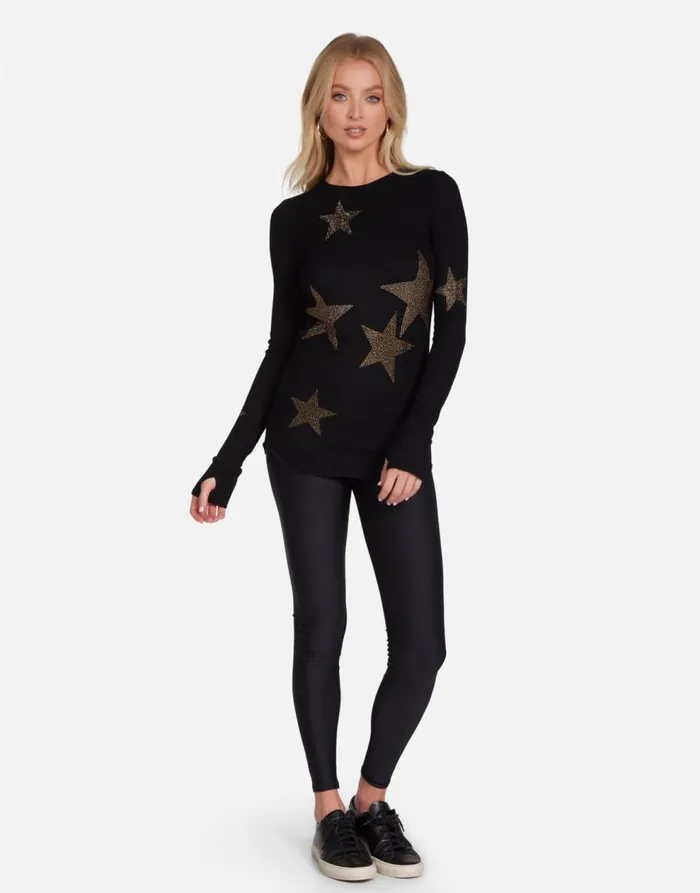 Women039sMen039s McKinley Gold Crystal Multi Stars Black Lauren Moshi Hoodies