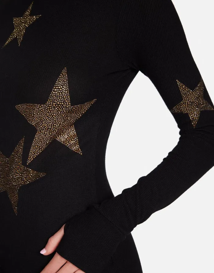 Women039sMen039s McKinley Gold Crystal Multi Stars Black Lauren Moshi Hoodies