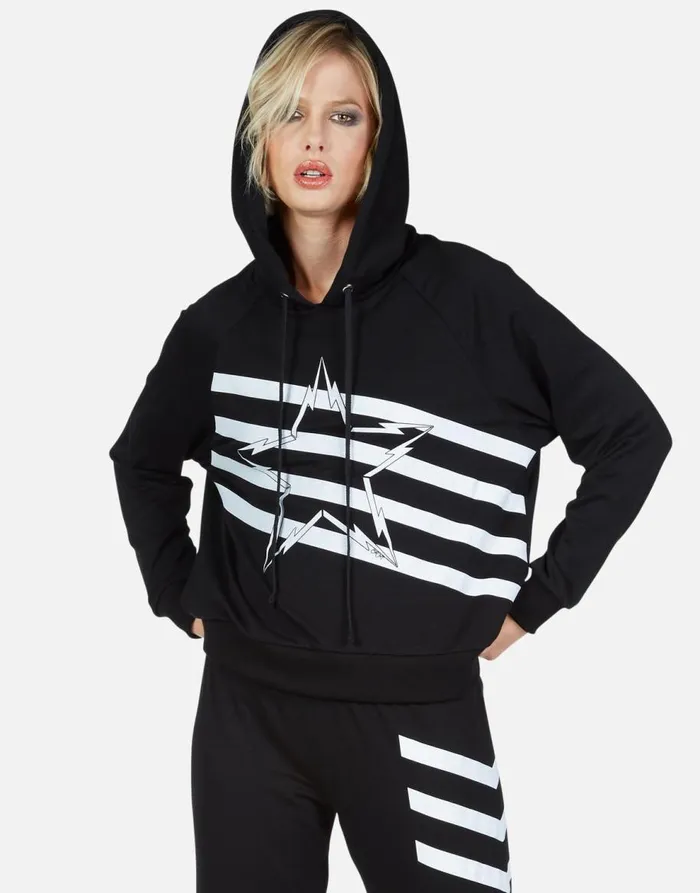 Women039s Mynx Lightning Bolt Star Black Lauren Moshi Hoodies