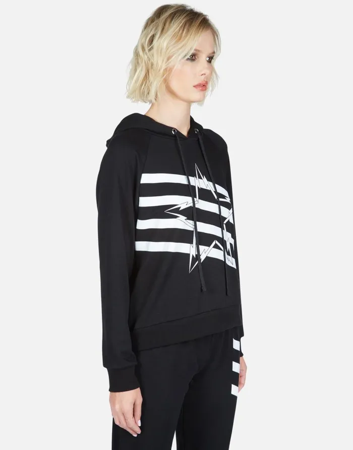 Women039s Mynx Lightning Bolt Star Black Lauren Moshi Hoodies