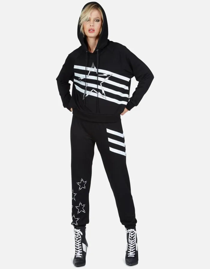 Women039s Mynx Lightning Bolt Star Black Lauren Moshi Hoodies