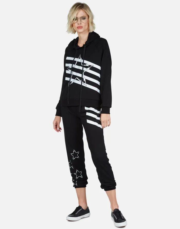 Women039s Mynx Lightning Bolt Star Black Lauren Moshi Hoodies