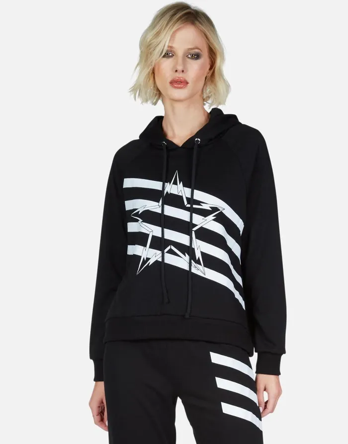 Women039s Mynx Lightning Bolt Star Black Lauren Moshi Hoodies