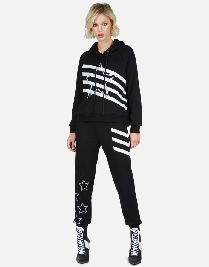 Women039s Mynx Lightning Bolt Star Black Lauren Moshi Hoodies