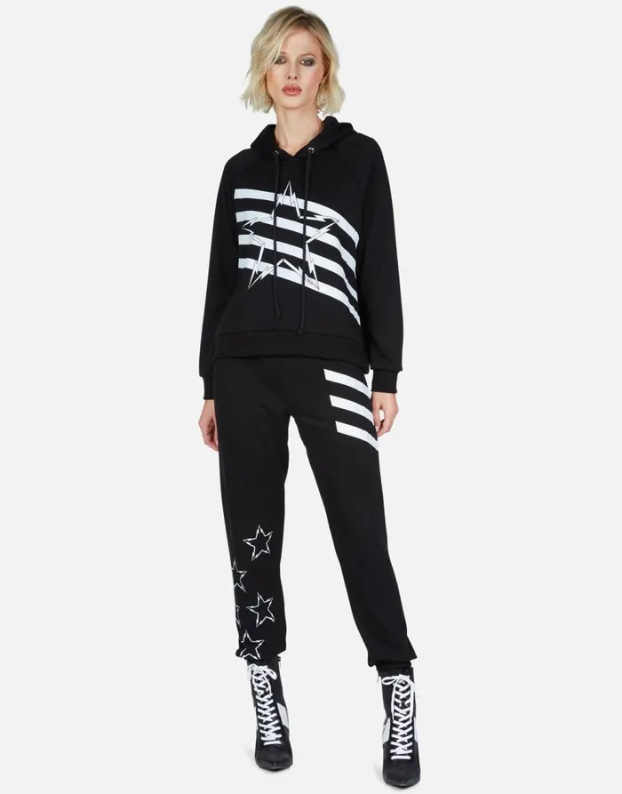 Women039s Mynx Lightning Bolt Star Black Lauren Moshi Hoodies