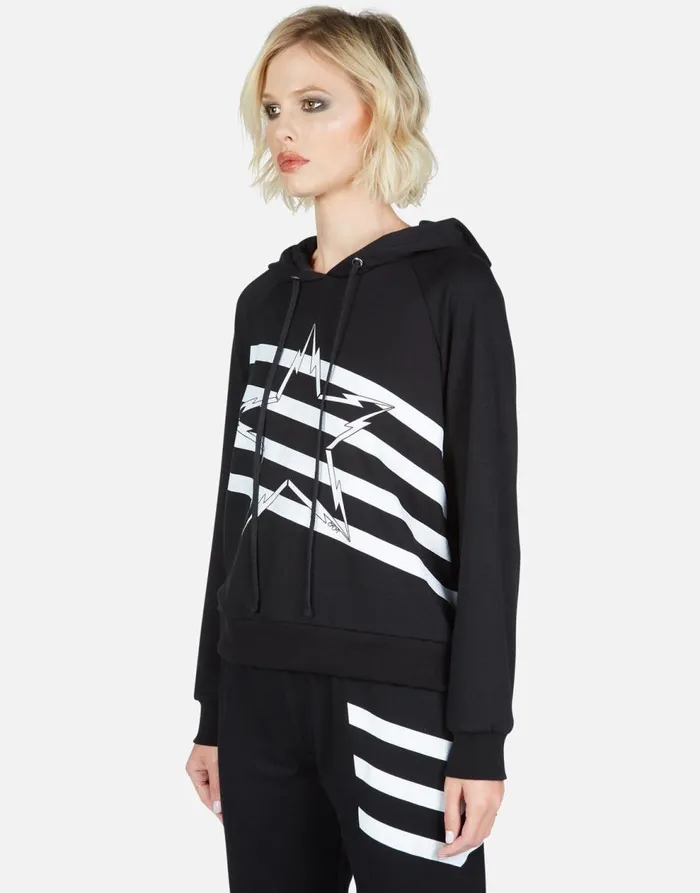 Women039s Mynx Lightning Bolt Star Black Lauren Moshi Hoodies