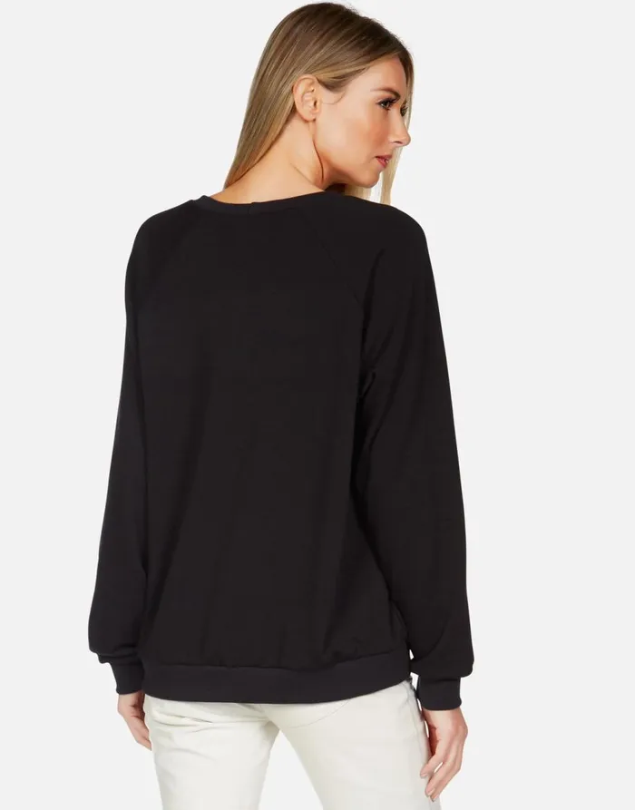 Women039s Noleta X Crystal Biting Lip Black Lauren Moshi Long Sleeve