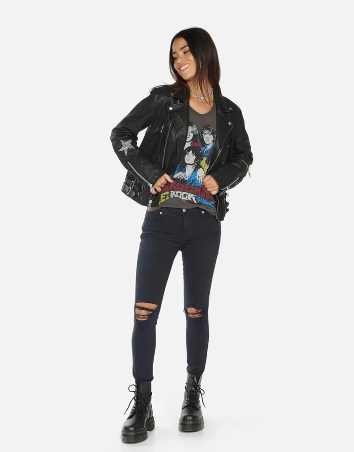 Women039s Posey Crystal Multi Stars Black Lauren Moshi Long Sleeve