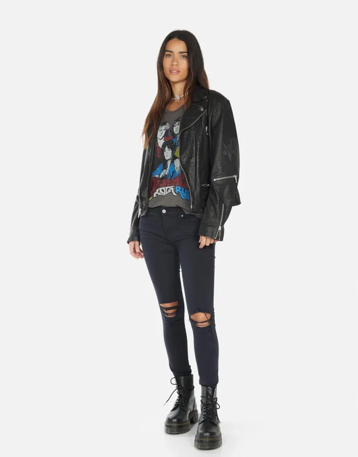 Women039s Posey Crystal Multi Stars Black Lauren Moshi Long Sleeve