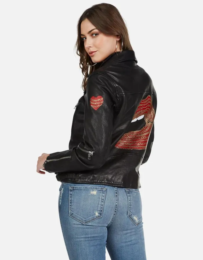 Women039s Posey Gold Chain Lip Black Lauren Moshi Jackets