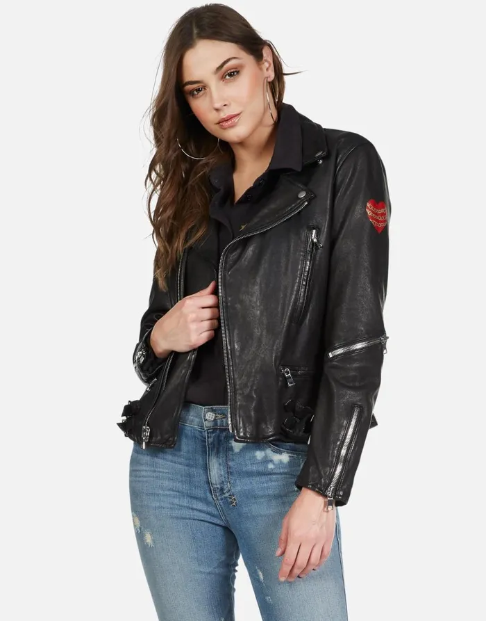 Women039s Posey Gold Chain Lip Black Lauren Moshi Jackets