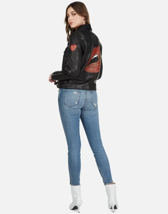 Women039s Posey Gold Chain Lip Black Lauren Moshi Jackets