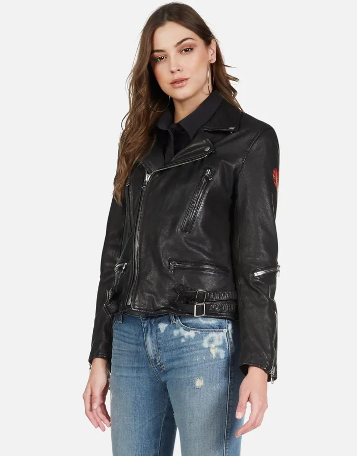 Women039s Posey Gold Chain Lip Black Lauren Moshi Jackets