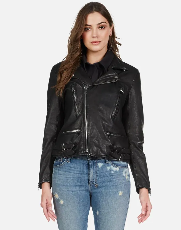 Women039s Posey Gold Chain Lip Black Lauren Moshi Jackets